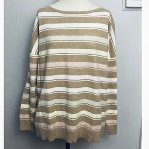 12-23 J Jill Sweater Stripe Cotton blend Large NWT NEW